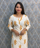 Orange and Half White Color Flex Cotton Coord Set with Pocket / ESS392
