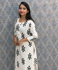 Black and Half White Color Flex Cotton Coord Set with Pocket / ESS392