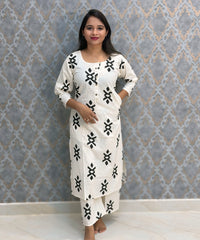 Black and Half White Color Flex Cotton Coord Set with Pocket / ESS392