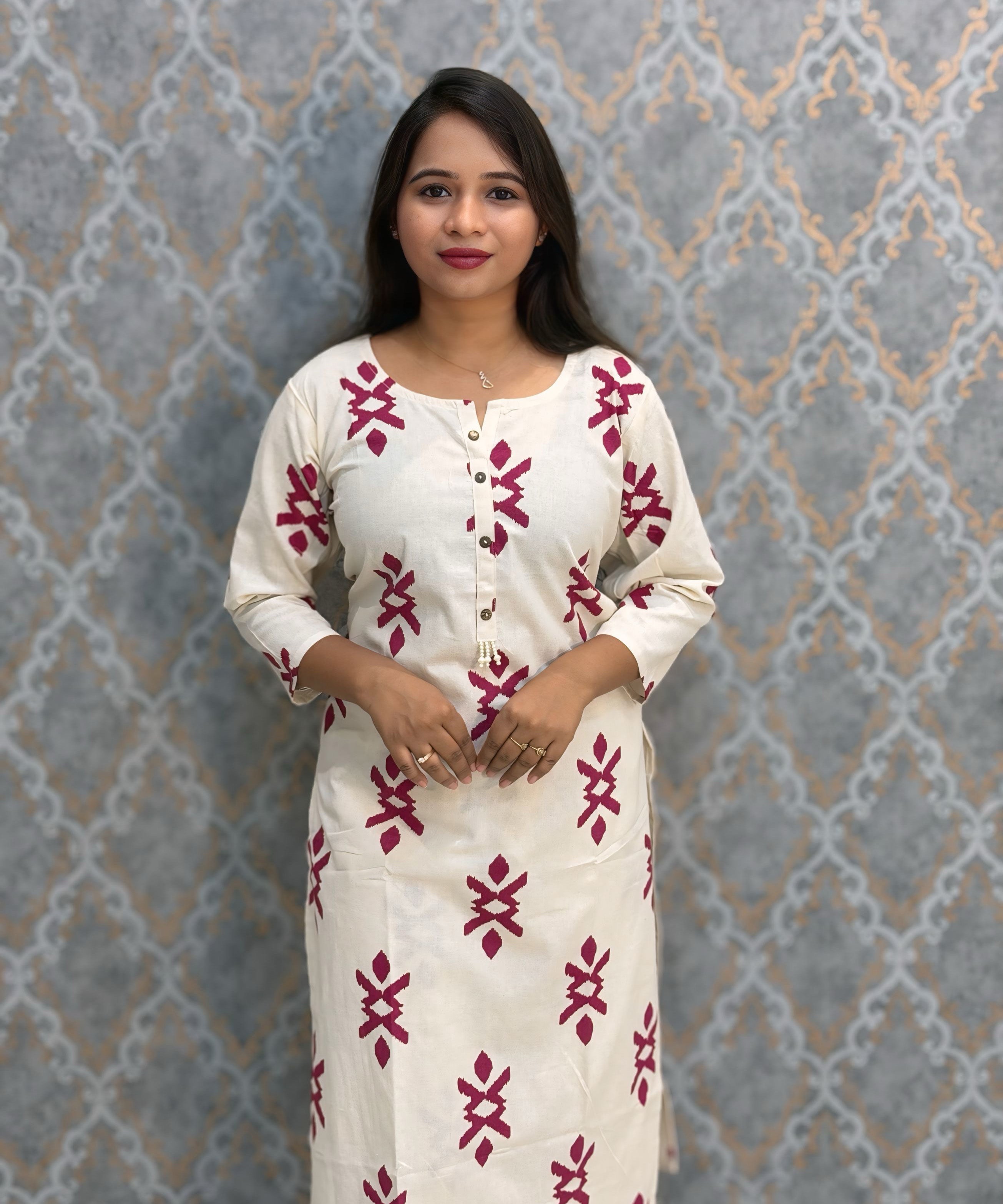 Purple and Half White Color Flex Cotton Coord Set with Pocket / ESS392