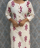 Purple and Half White Color Flex Cotton Coord Set with Pocket / ESS392