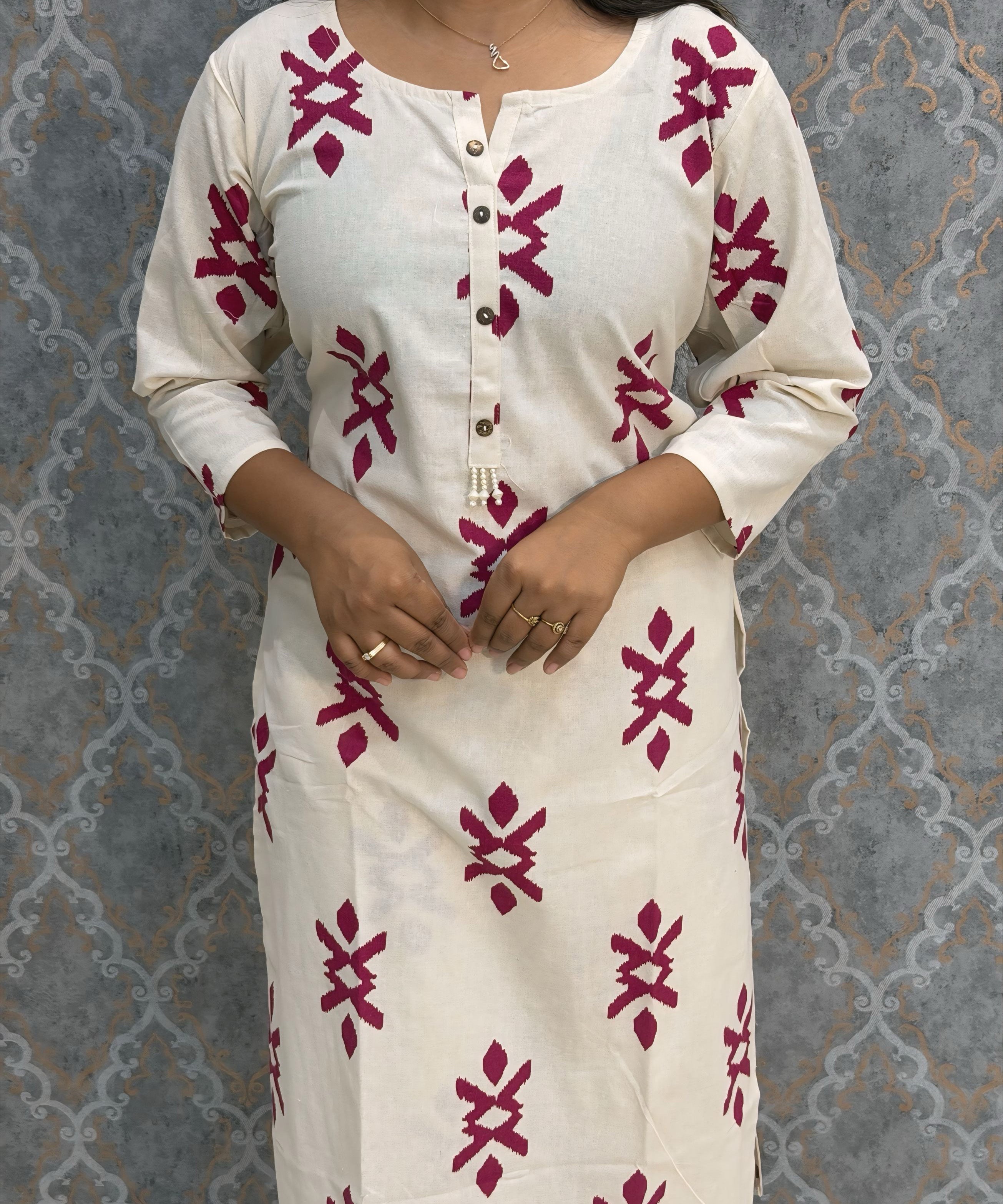 Purple and Half White Color Flex Cotton Coord Set with Pocket / ESS392