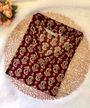 Maroon and Beige Color Floral Flex Cotton Kurti with Pocket / LSS180