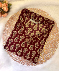 Maroon and Beige Color Floral Flex Cotton Kurti with Pocket / LSS180