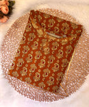 Mustard Yellow and Beige Color Floral Flex Cotton Kurti with Pocket / LSS180