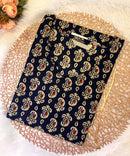 Navy Blue and Beige Color Floral Flex Cotton Kurti with Pocket / LSS180