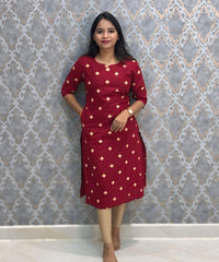 Maroon Color Flex Cotton Kurti with Pocket / LSS214