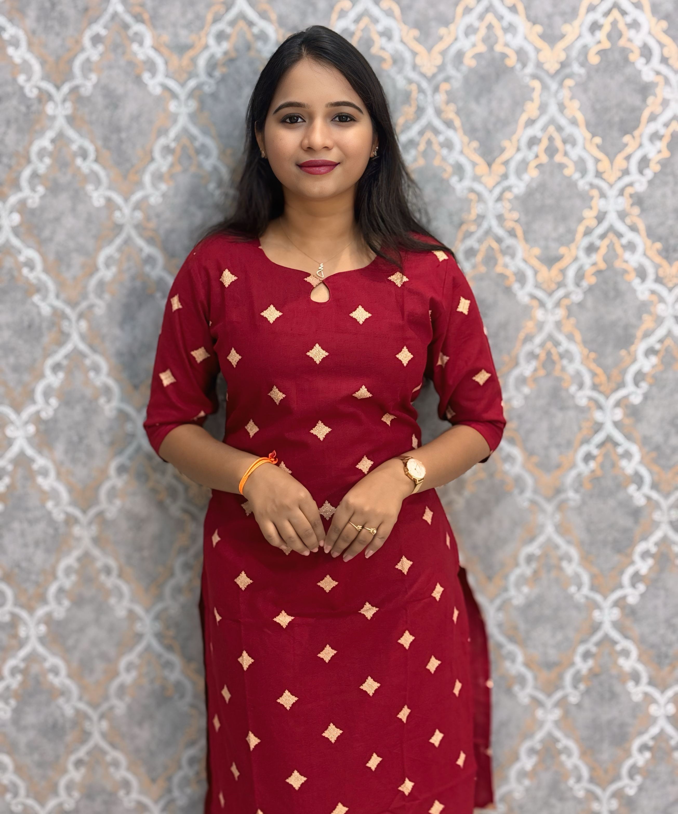 Maroon Color Flex Cotton Kurti with Pocket / LSS214