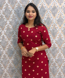 Maroon Color Flex Cotton Kurti with Pocket / LSS214