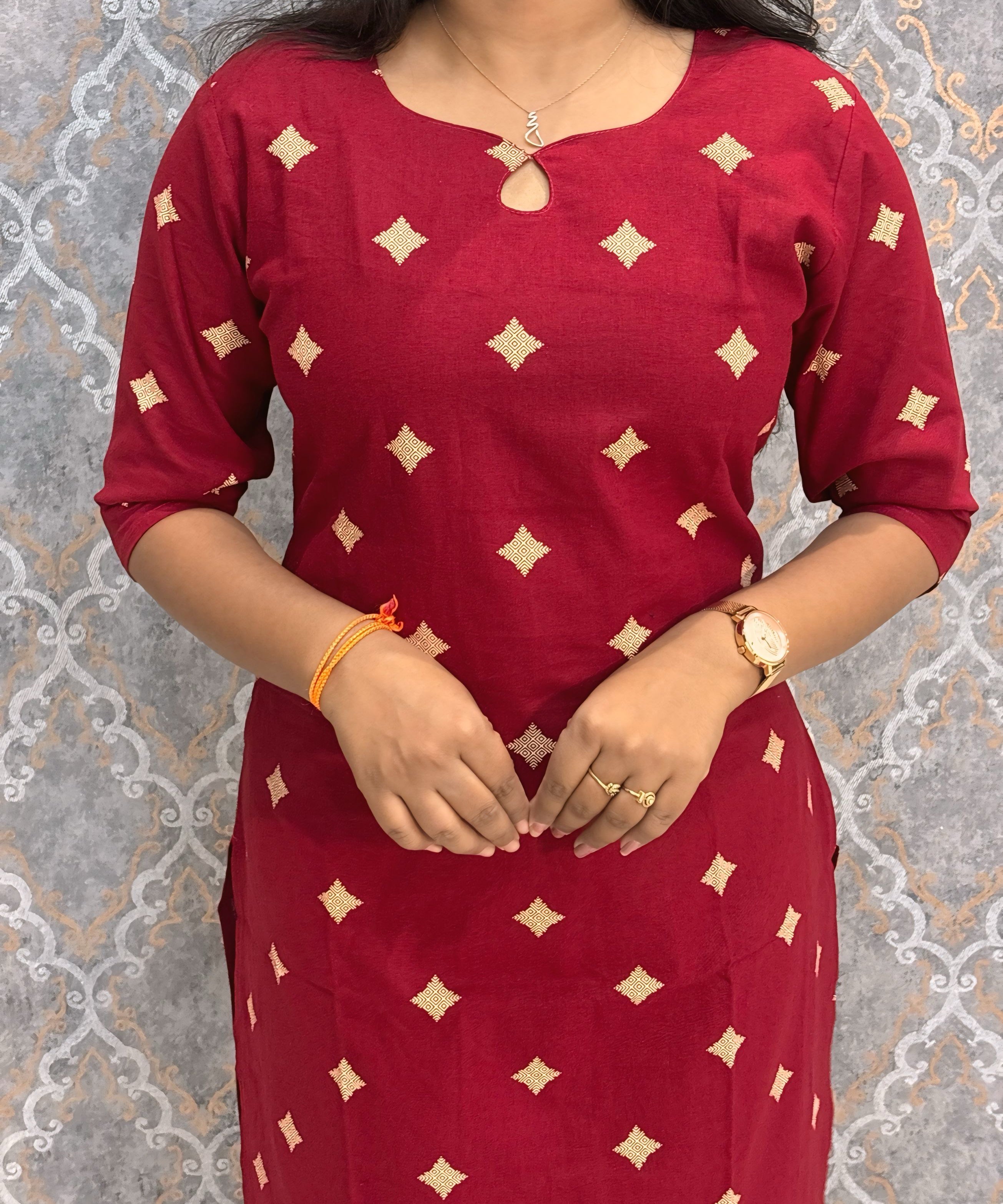 Maroon Color Flex Cotton Kurti with Pocket / LSS214