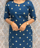 Teal Blue Color Flex Cotton Kurti with Pocket / LSS214