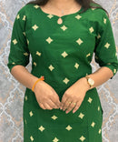 Green Color Flex Cotton Kurti with Pocket / LSS214