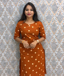 Rust Orange Color Flex Cotton Kurti with Pocket / LSS214