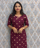 Wine Color Flex Cotton Kurti with Pocket / LSS214