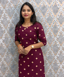 Wine Color Flex Cotton Kurti with Pocket / LSS214