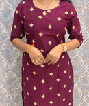Wine Color Flex Cotton Kurti with Pocket / LSS214