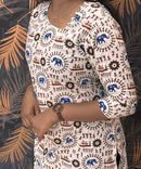 Warli Printed Blue Color Elephant Design Flex Cotton Kurti with Pocket / LSS191