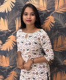 Warli Printed Black Color Elephant Design Flex Cotton Kurti with Pocket / LSS191