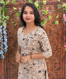 V Neck With Potli Design Warli Printed Flex Cotton Kurti with Pocket / LSS192