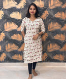 Warli Printed Pink Color Elephant Design Flex Cotton Kurti with Pocket / LSS191