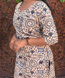 V Neck With Potli Design Warli Printed Flex Cotton Kurti with Pocket / LSS192
