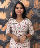 Warli Printed Pink Color Elephant Design Flex Cotton Kurti with Pocket / LSS191