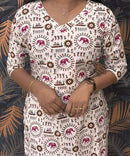 Warli Printed Pink Color Elephant Design Flex Cotton Kurti with Pocket / LSS191