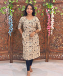 V Neck With Potli Design Warli Printed Flex Cotton Kurti with Pocket / LSS192