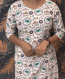 Warli Printed Green Color Elephant Design Flex Cotton Kurti with Pocket / LSS191