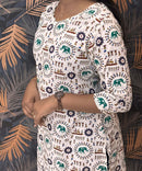 Warli Printed Green Color Elephant Design Flex Cotton Kurti with Pocket / LSS191