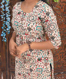 Side Cut with Potli Neck Design Warli Printed Flex Cotton Kurti with Pocket / LSS192