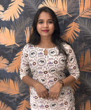 Warli Printed Black Color Elephant Design Flex Cotton Kurti with Pocket / LSS191