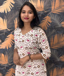 Warli Printed Pink Color Elephant Design Flex Cotton Kurti with Pocket / LSS191