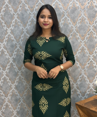 Bottle Green Color Boat Neck Flex Cotton Kurti with Pocket / LSS196