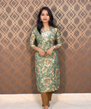 Green and Brown Color Floral Design Premium Salwar Set with Pocket / ESS310