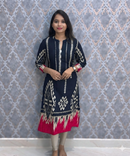 Navy Blue Color Premium Rayon Aline Kurtis / ESS371