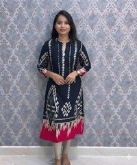 Navy Blue Color Premium Rayon Aline Kurtis / ESS371