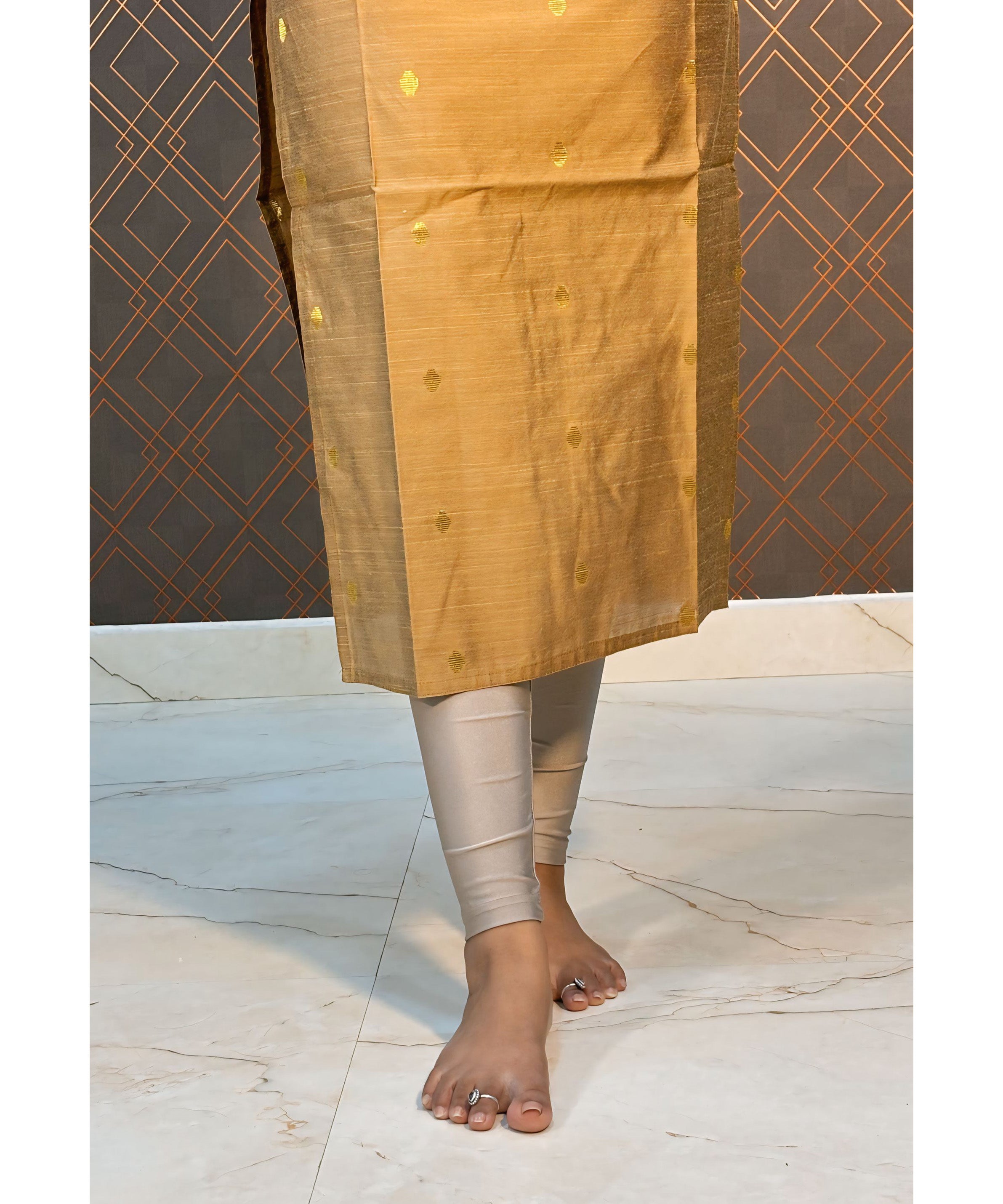 Golden Zari Silk Cotton Kurti / RCC159