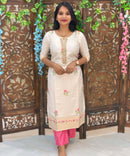 Golden and Lite Pink Color Premium Zardozi work 3 Piece Salwar Set / ESS239