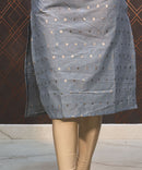 Grey Silk Cotton Straight Cut with Pocket Kurti / LSS113