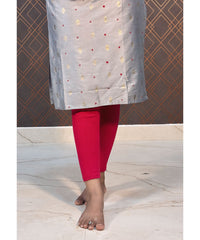 Gray Silk Cotton Straight Cut with Pocket Kurti / LSS138