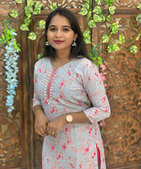 Gray and Pink Color Sequence Work 3 Piece Salwar Set / ESS342