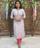 Gray and Pink Color Sequence Work 3 Piece Salwar Set / ESS342