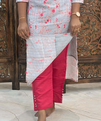 Gray and Pink Color Sequence Work 3 Piece Salwar Set / ESS342