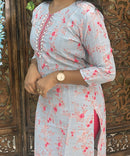 Gray and Pink Color Sequence Work 3 Piece Salwar Set / ESS342