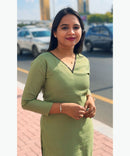 Green Color V neck Premium Ethnic Co-ord Set / ESS257