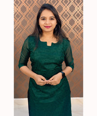 Green Kota Cotton Straight Cut Kurti / LSS122