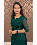 Green Kota Cotton Straight Cut Kurti / LSS122