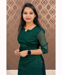 Green Kota Cotton Straight Cut Kurti / LSS122