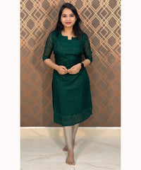 Green Kota Cotton Straight Cut Kurti / LSS122